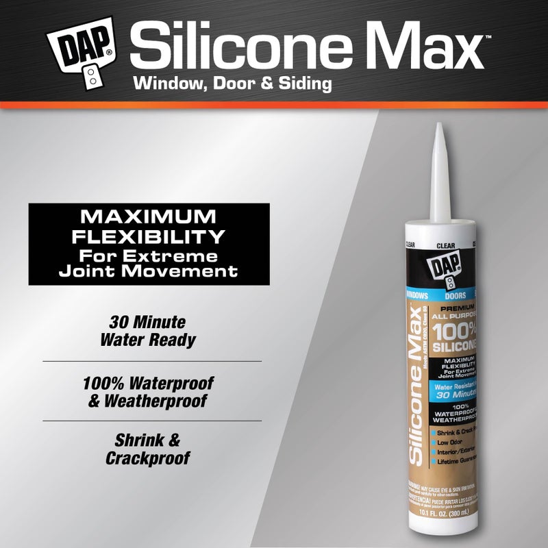 DAP Silicone Max All Purpose Sealant, Clear, 10.1 Oz (7079808791) - Image 2